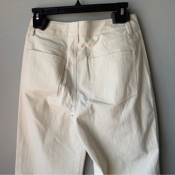 Jenni Kayne High Rise Wide Leg Jeans In Natural Sz 2 NWT Neutral Minimalist Crop - Picture 4 of 14